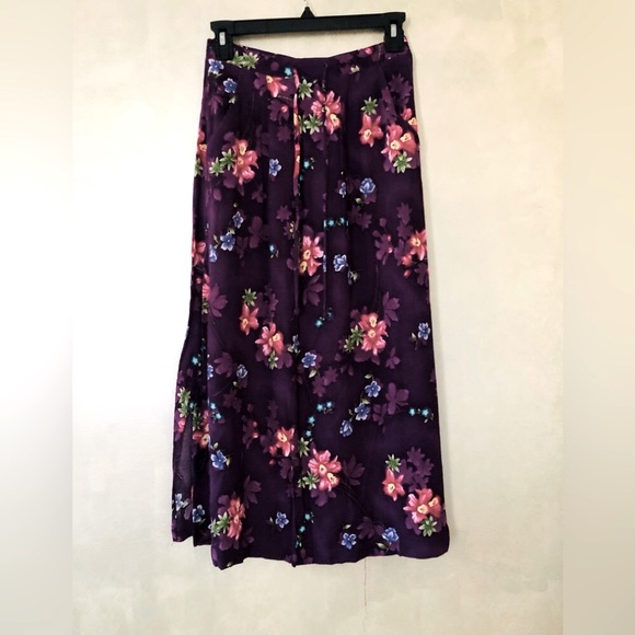 Jaclyn Smith Hawaiian Floral Skirt size S Midi Tie Elastic Waist wrinkle fabric - Picture 8 of 15